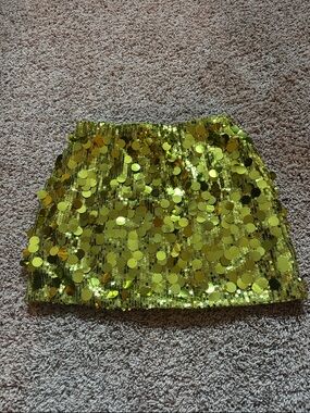 SHEIN Shimmering Lime Sequin Mini Skirt